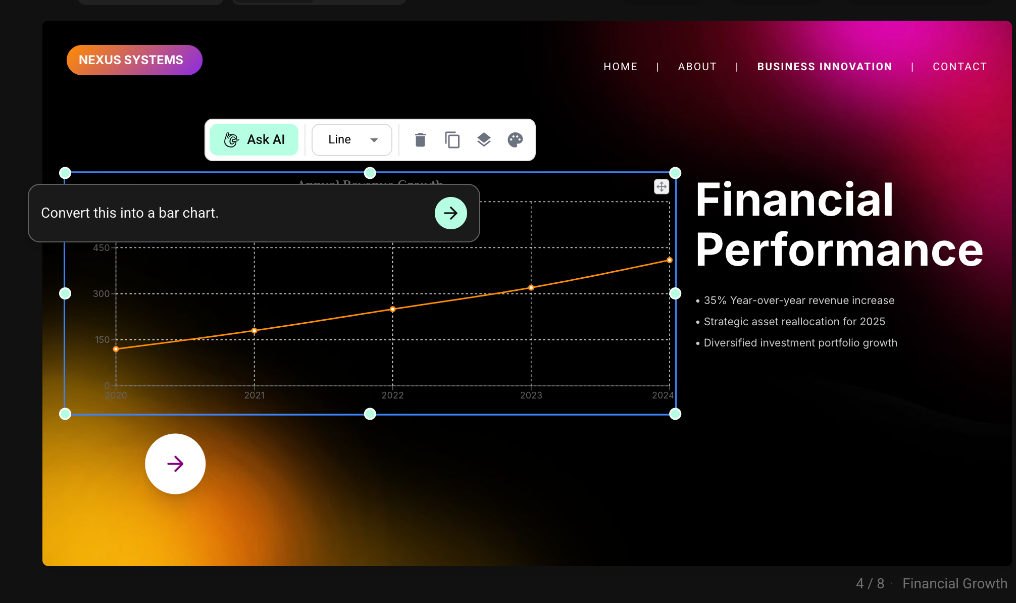 Flato AI designer editing a luxury brand presentation on the canvas