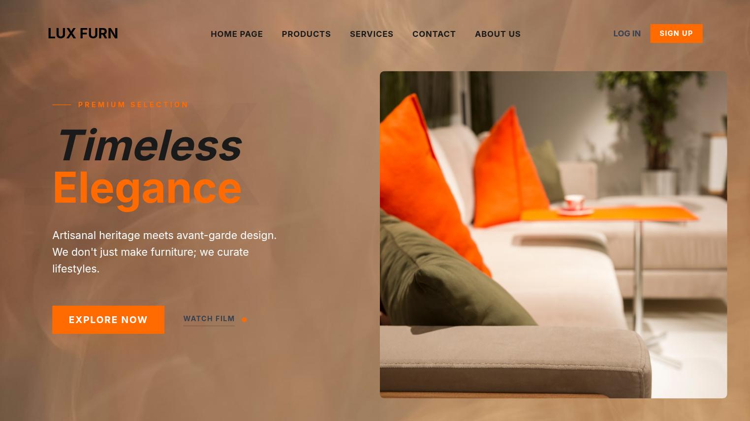 Interactive furniture presentation with web-like canvas layout