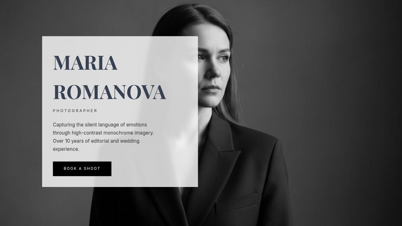 Elegant Minimalist Photographer Portfolio Presentation
