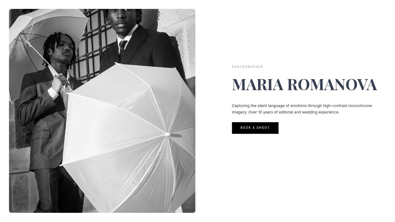 Elegant Minimalist Photographer Portfolio Presentation 页面 02